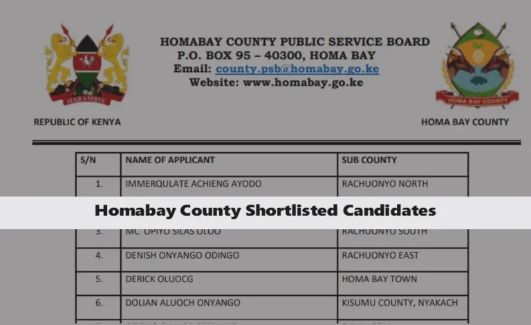 Homabay County Shortlisted Candidates 2025 PDF Release Date