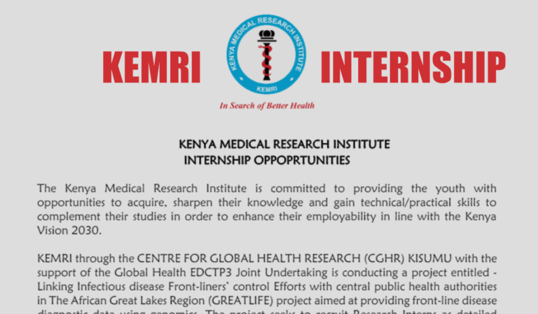 KEMRI Internship 2024/2025 Application Form Portal