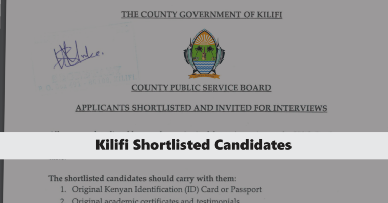 Kilifi County Shortlisted Candidates 2025 PDF Release Date