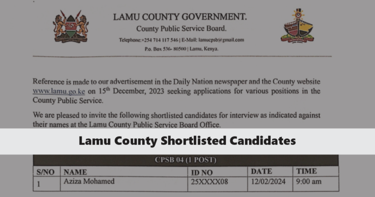 Lamu County Shortlisted Candidates 2025 PDF - Steps to Check