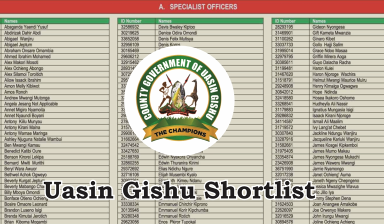 Uasin Gishu County Shortlisted Candidates 2024/2025 PDF is Out