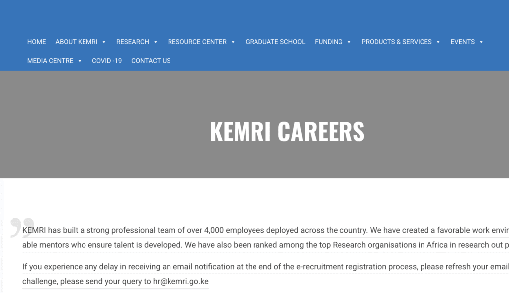 KEMRI Job Vacancies 2025 Application Form Portal KEMRI Job Vacancies 2025 Application Form Portal