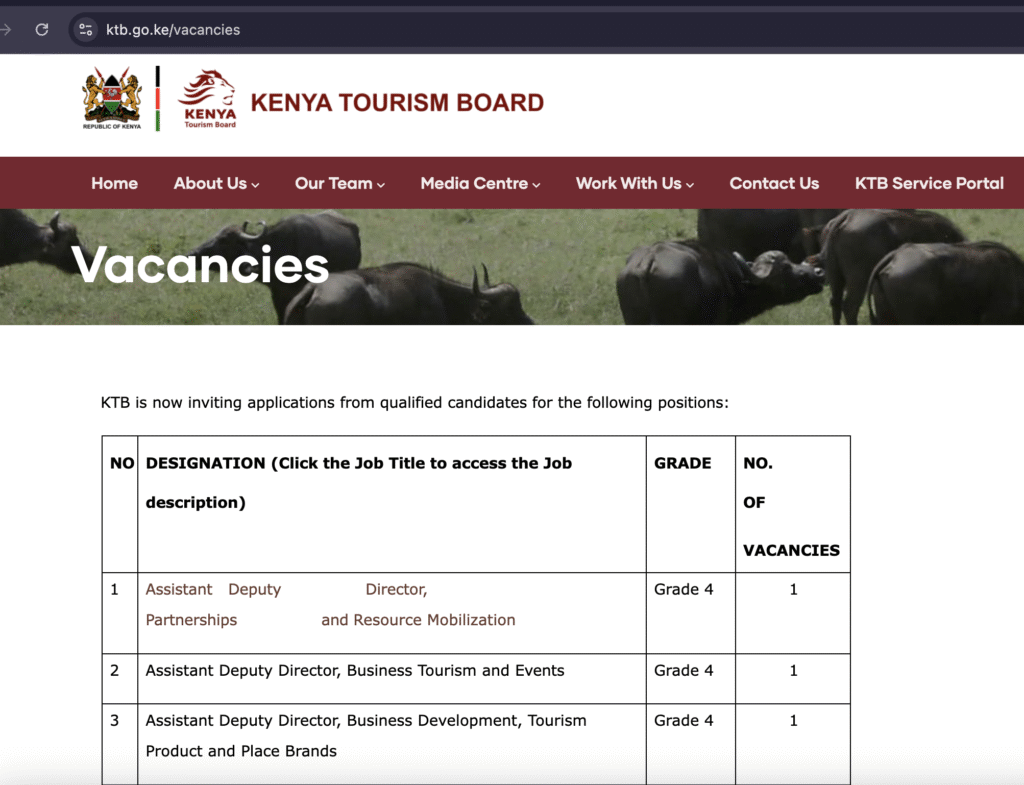 Kenya Tourism Board Recruitment 2025 Jobs Vacancies Portal Kenya Tourism Board Recruitment 2025 Jobs Vacancies Portal