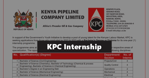 Kenya Pipeline Company Internship 2025/2026 KPC Vacancies Portal