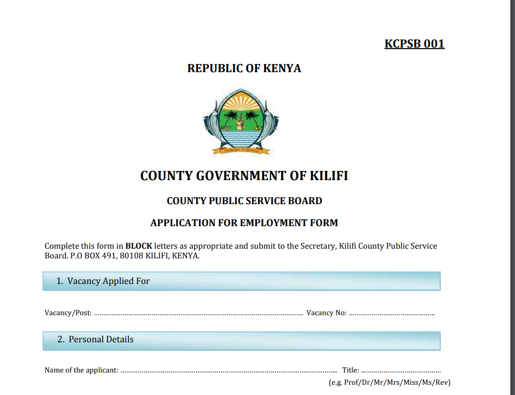 Kilifi County Public Service Jobs 2025 - Apply Now!