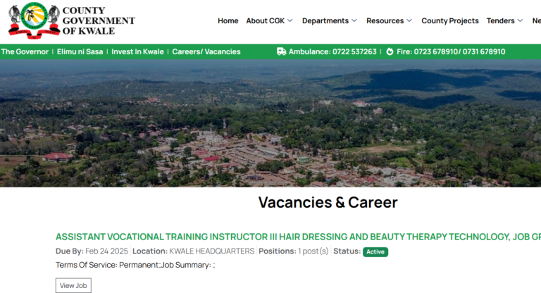 Kwale County Government Recruiting for 10 Vacancies (February 2025)