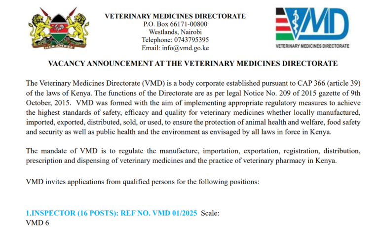 Veterinary Medicines Directorate Recruitment 2025 VMD Jobs Portal