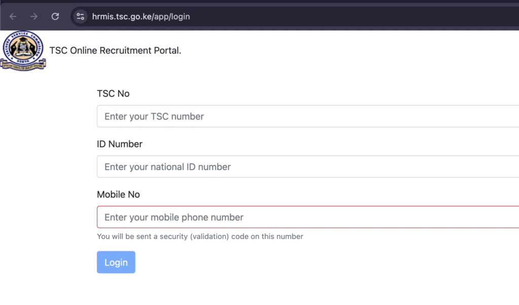 Kenya TSC Recruitment Portal 2025/2026 Application Form
